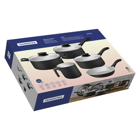 Jogo de Panelas Linz 5 Peças Alumínio Revestimento Interno Antiaderente Starflon Max Preto 28299005 - Tramontina