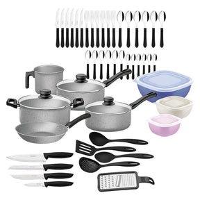 Kit 47 Peças Para Cozinha Com Panelas Antiaderentes, Talheres, Facas E Utensílios Domésticos 20297612 - Tramontina