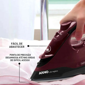 Ferro de Passar À Vapor Ultragliss Fmv Base Durilium Vinho E Preto 1520w 127v 220v 183000840 - Arno