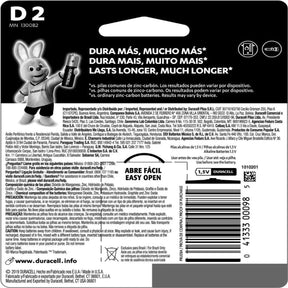Pilha Alcalina Grande D Blister Com 2 Unidades 10107 / 5005700 - Duracell