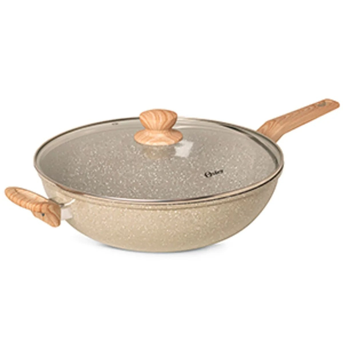 Panela Wok com Tampa Revestimento Cerâmico e Indução Alumínio Cinza Claro 31cm 13859702 - Oster Home