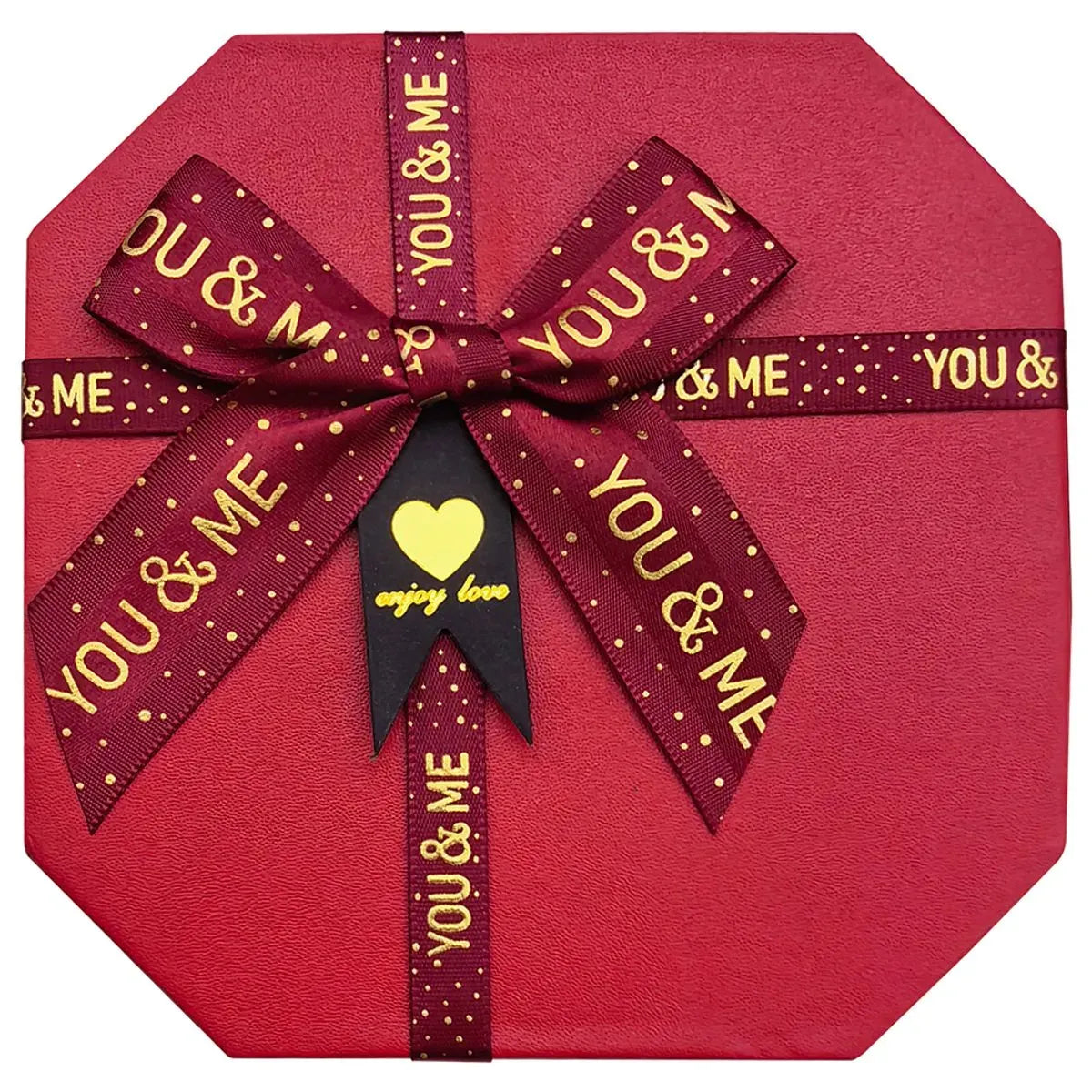 Caixa Presente Oitavada You Me com Laço Papel e Poliéster Sortida 13x12,7cm LM2582 - honeyhome