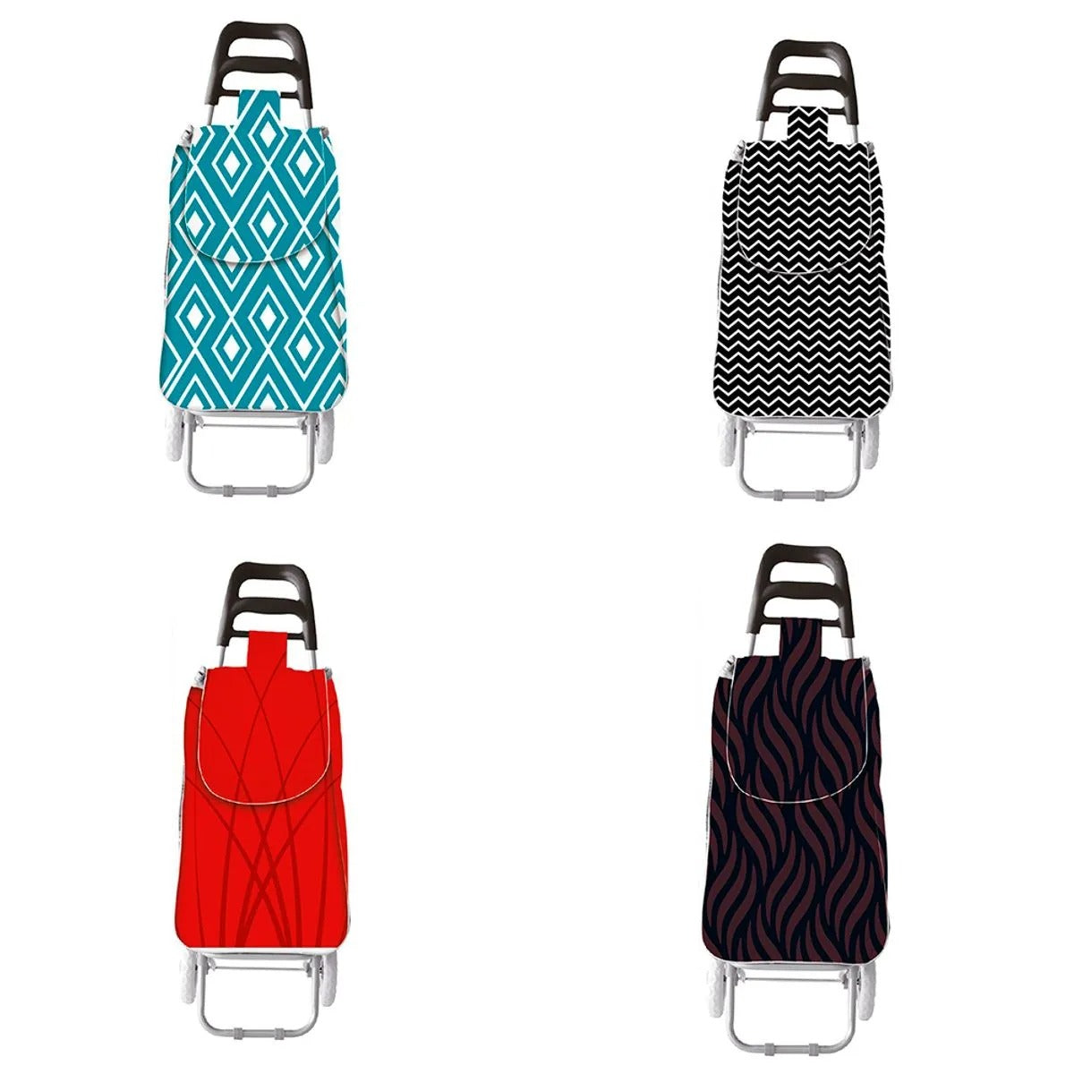 Carrinho de Feira Multiuso em Metal e Tecido 100% Poliéster Sortido - honeyhome