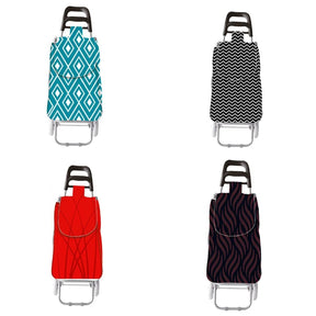 Carrinho de Feira Multiuso em Metal e Tecido 100% Poliéster Sortido - honeyhome