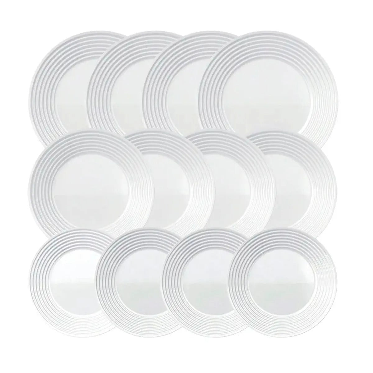 Aparelho de Jantar Saturno Vidro Branco Opalino 12 Peças 17490201311839 - Nadir