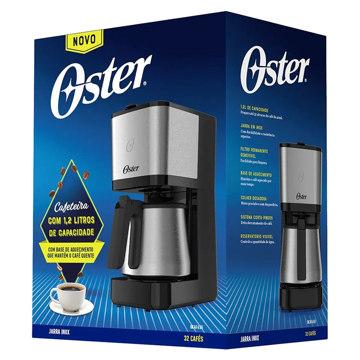 Cafeteira Elétrica com Jarra em Inox 1,2 Litros 750w 127v 220v - Oster