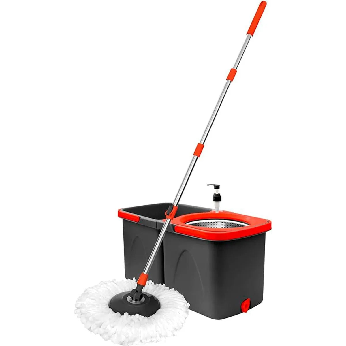 Mop Giratório Duo Aço Inox Vermelho E Cinza 126042801011 - Powermaid