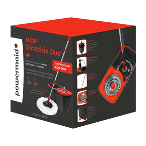 Mop Giratório Duo Aço Inox Vermelho E Cinza 126042801011 - Powermaid
