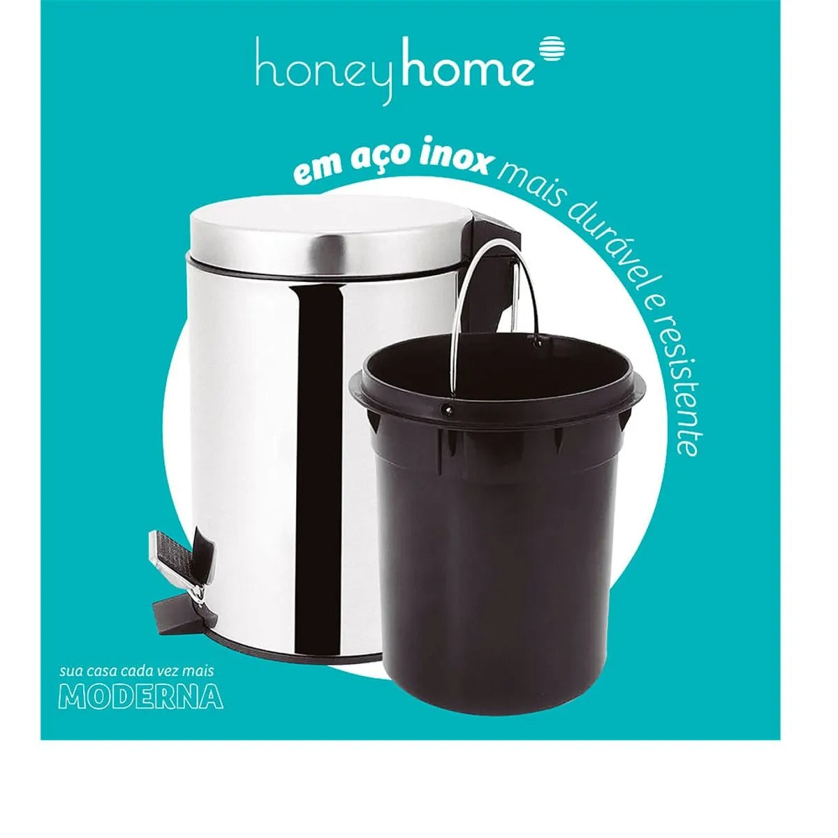Lixeira Pedal Aço Inox 12 Litros com Cesto Removível LM0005 - honeyhome
