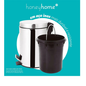 Lixeira Pedal Aço Inox 12 Litros com Cesto Removível LM0005 - honeyhome