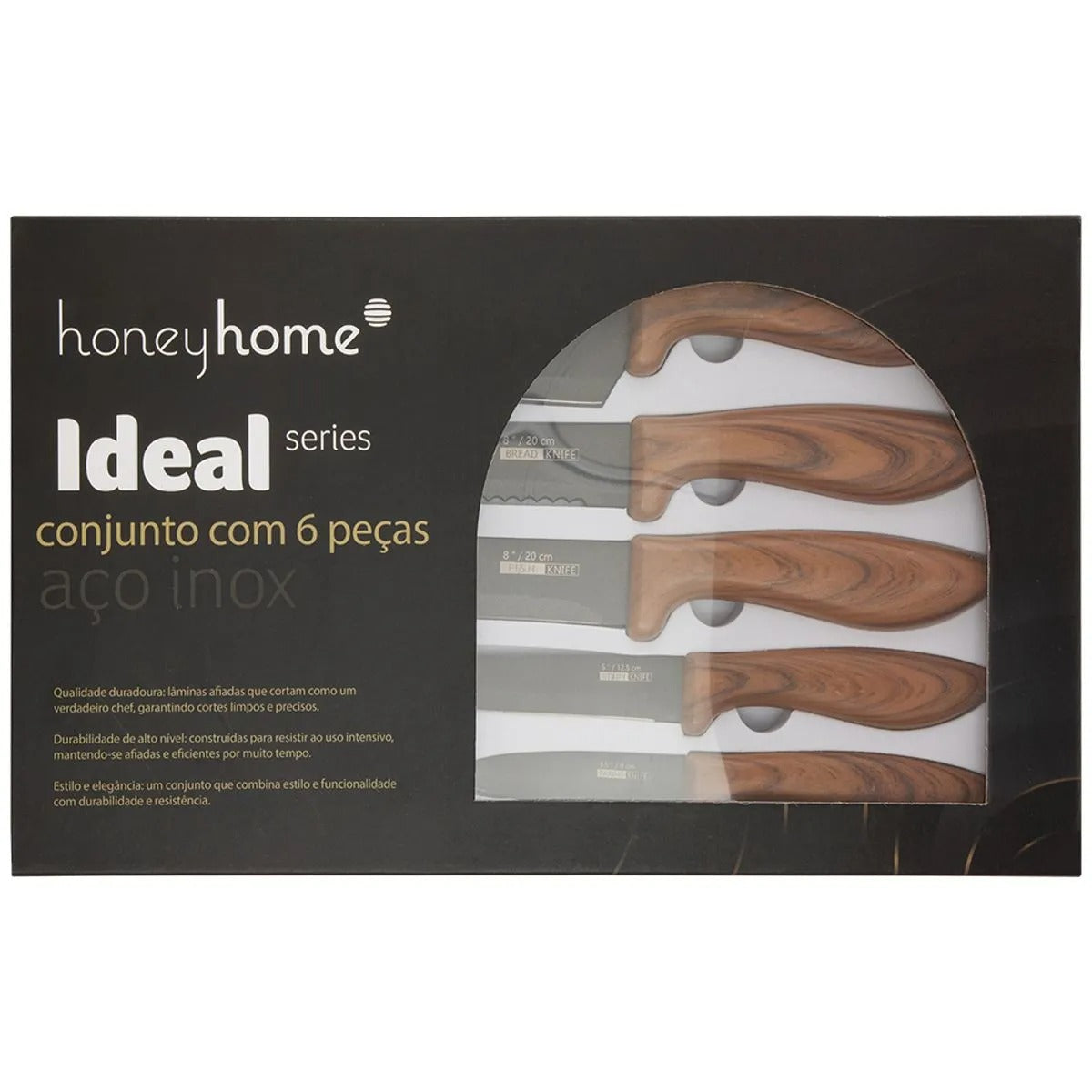 Kit Facas Multiúso Aço Inox 6 Peças Ref.LM2732IDE honeyhome