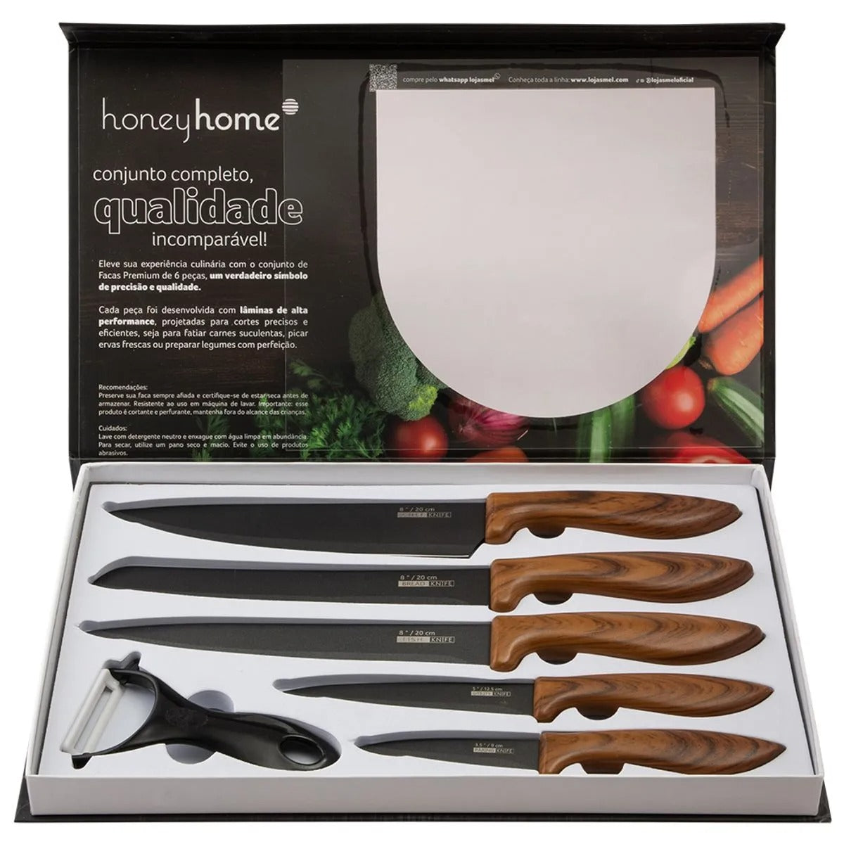 Kit Facas Multiúso Aço Inox 6 Peças Ref.LM2732IDE honeyhome