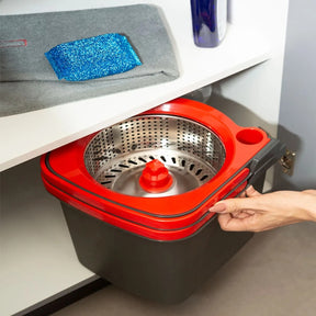 Mop Giratório Duo Aço Inox Vermelho E Cinza 126042801011 - Powermaid