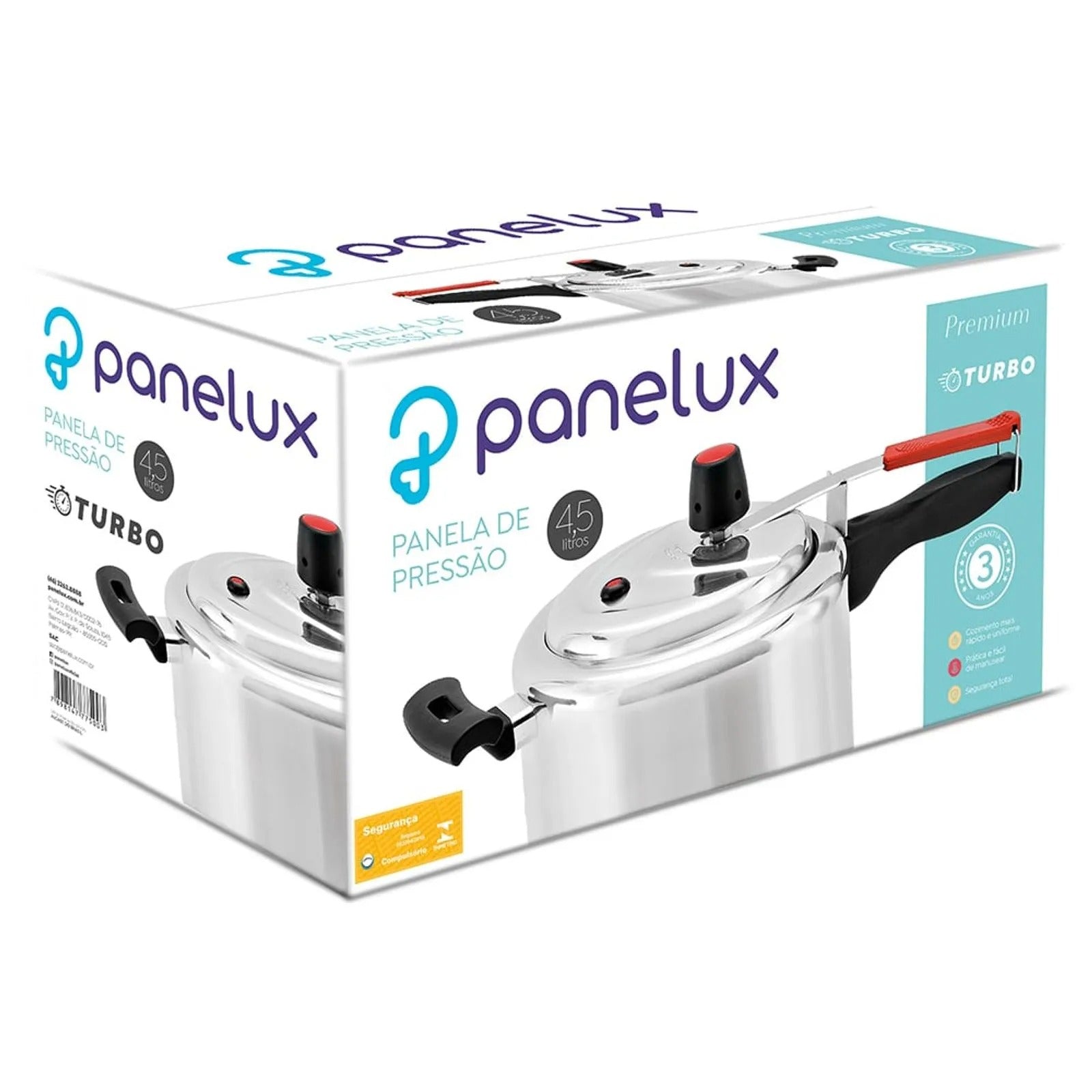 Panela de Pressão 4,5 Litros Turbo Premium Polida - Panelux