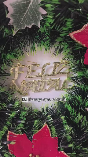 Guirlanda De Feliz Natal Especial Enfeite De Porta 40cm Verde Escuro